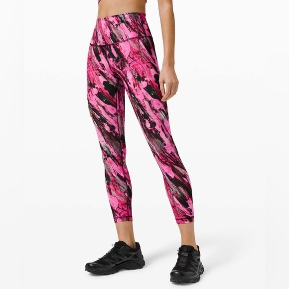 Lululemon Leggings Wunder Train High Rise Tight 25" Size 6 Pink Athletic Gym